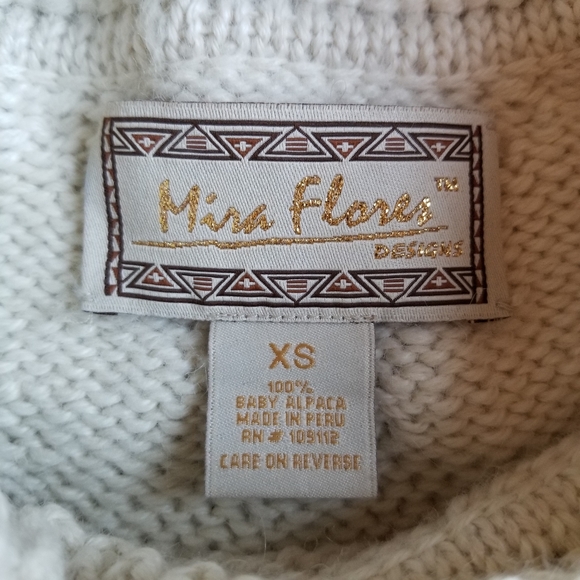 MIRA FLORES Designs Baby Alpaca Sweater, beige XS - Picture 3 of 10